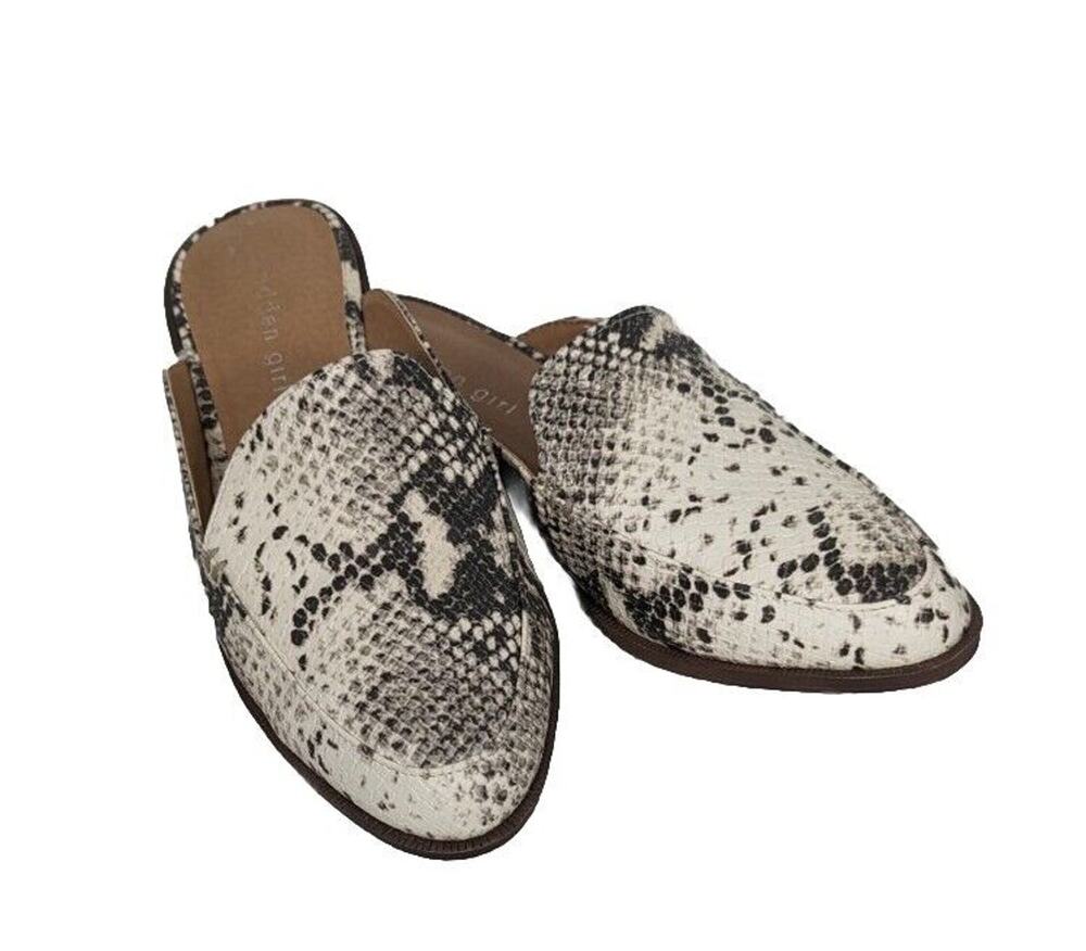 Madden Girl Snakeskin 7M Slide slip-on Flat See Small Damage Photo Chopstick